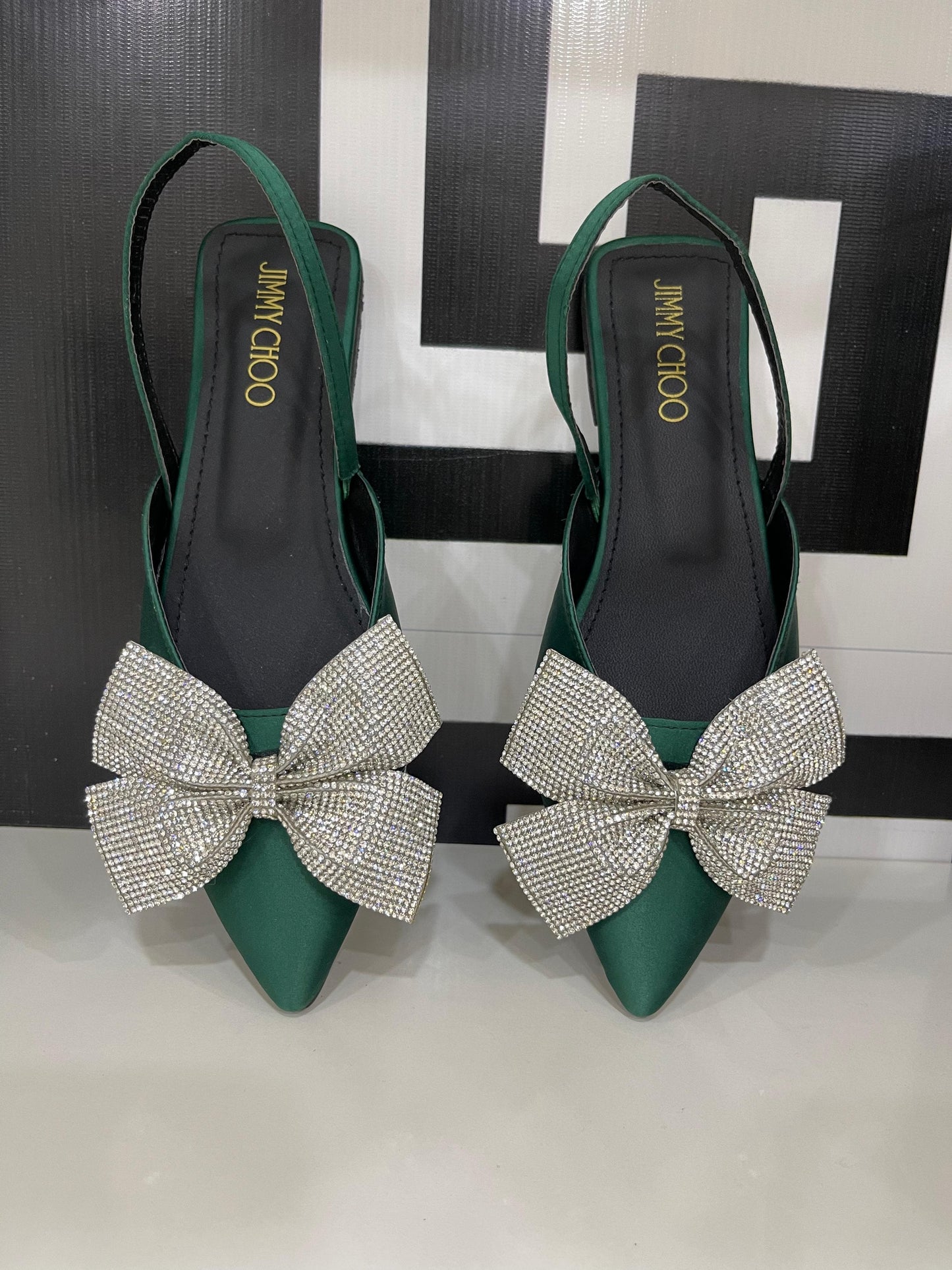 JIMMY CHOO RHINESTONE BOW PUMPS