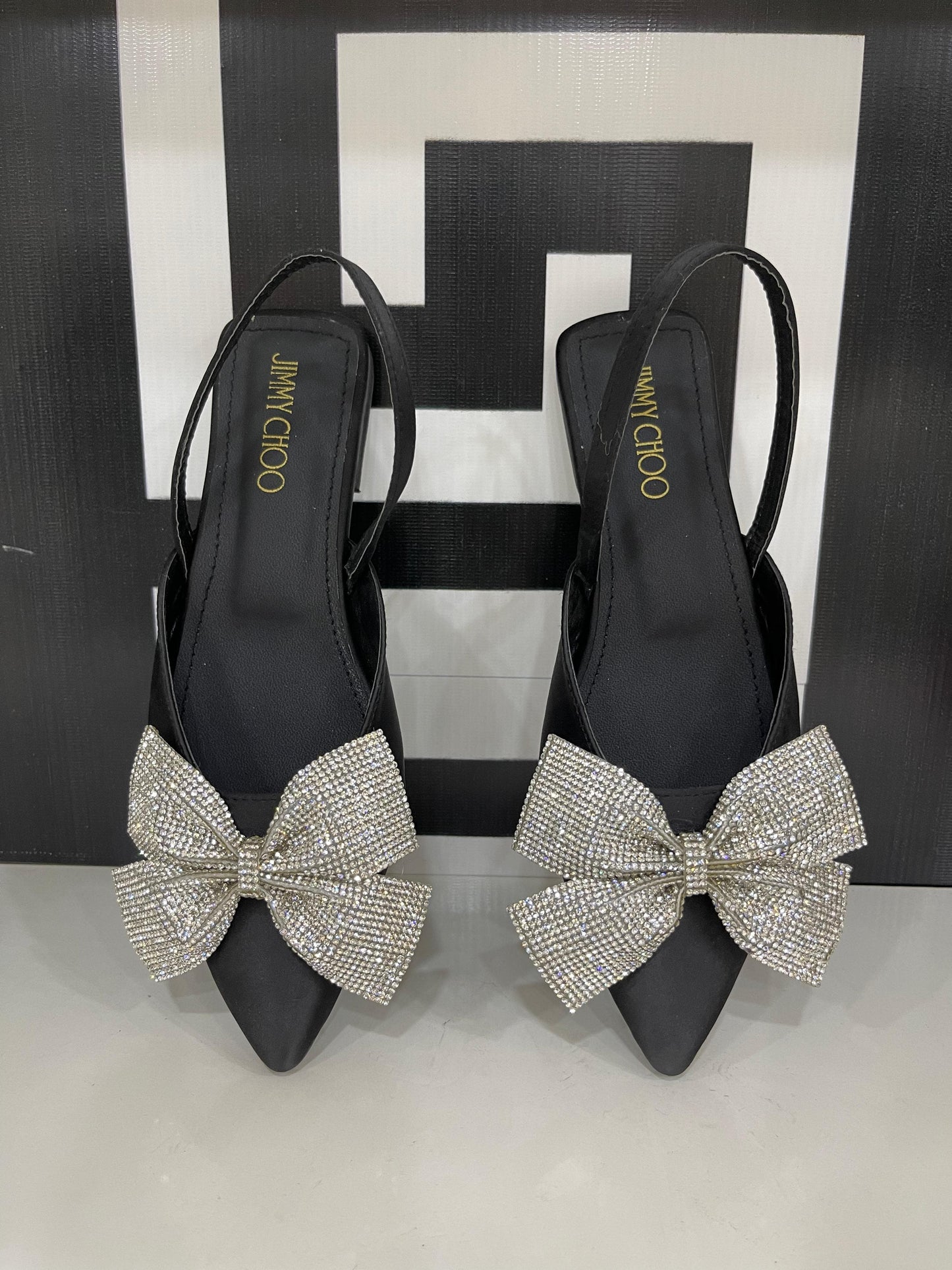 JIMMY CHOO RHINESTONE BOW PUMPS