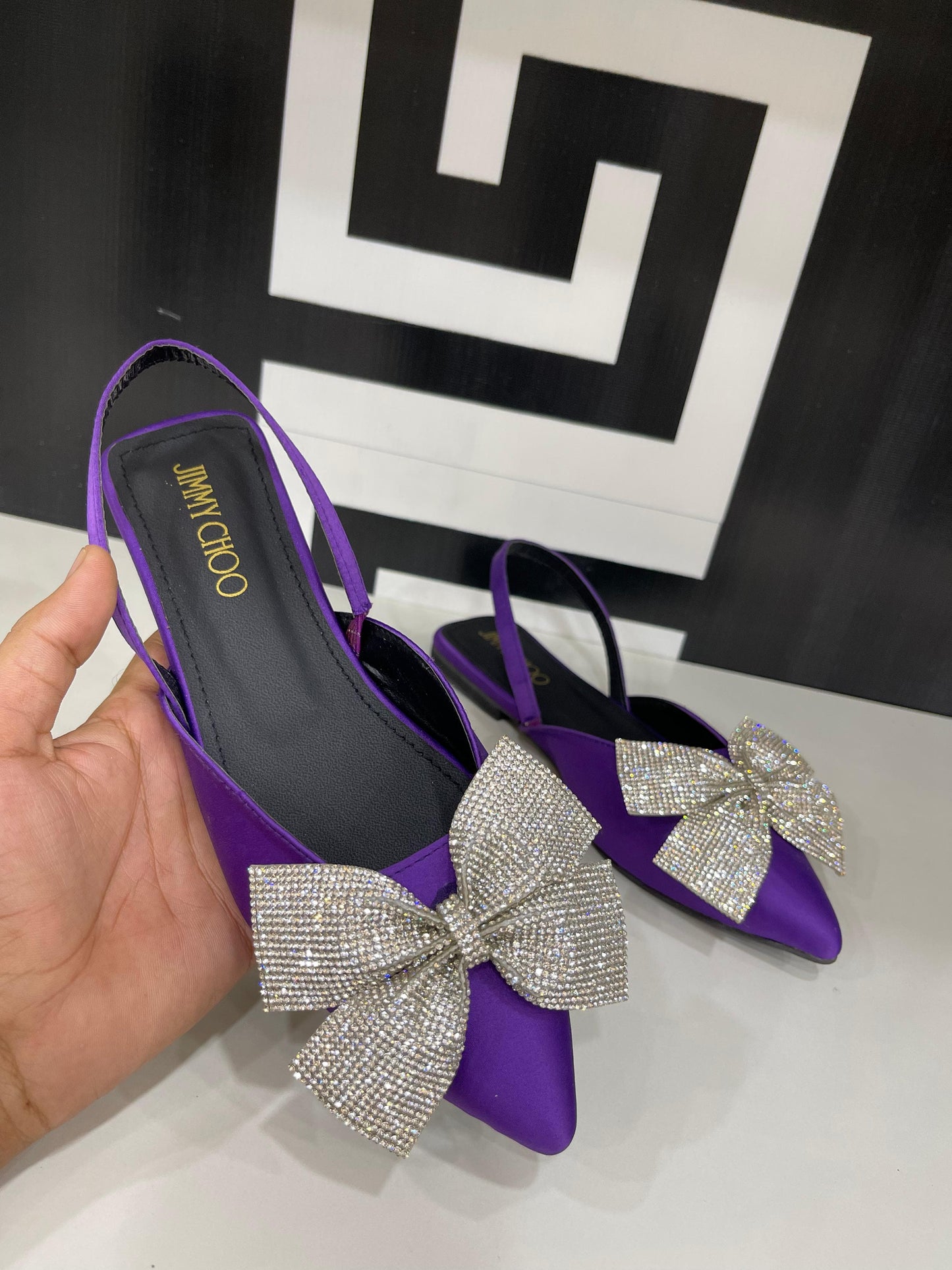 JIMMY CHOO RHINESTONE BOW PUMPS